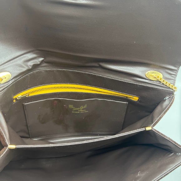 Vintage Susan Gail Brown Suede Leather Convertible Chain Strap Clutch Purse - Picture 7 of 9